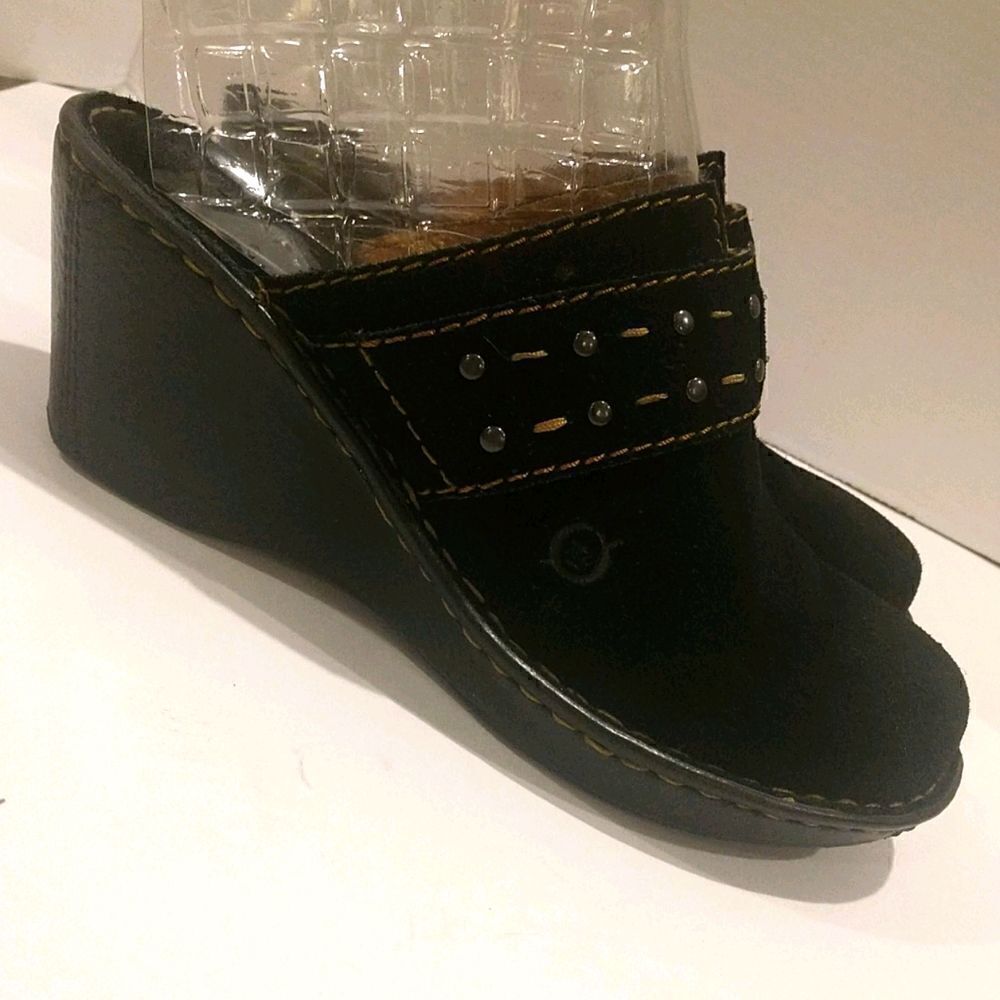 👍 Born Black Leather Mules Size 38.  S2